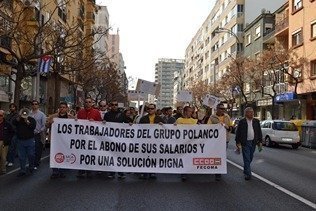 Los trabajadores de Polanco recorren Cádiz en protesta por su situación